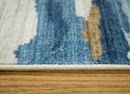 Vinlett - Cream / Blue / Brown - Washable Medium Rug - 5' x 7'