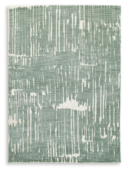 Cayworth - Teal / White - Large Rug - 8' x 10'