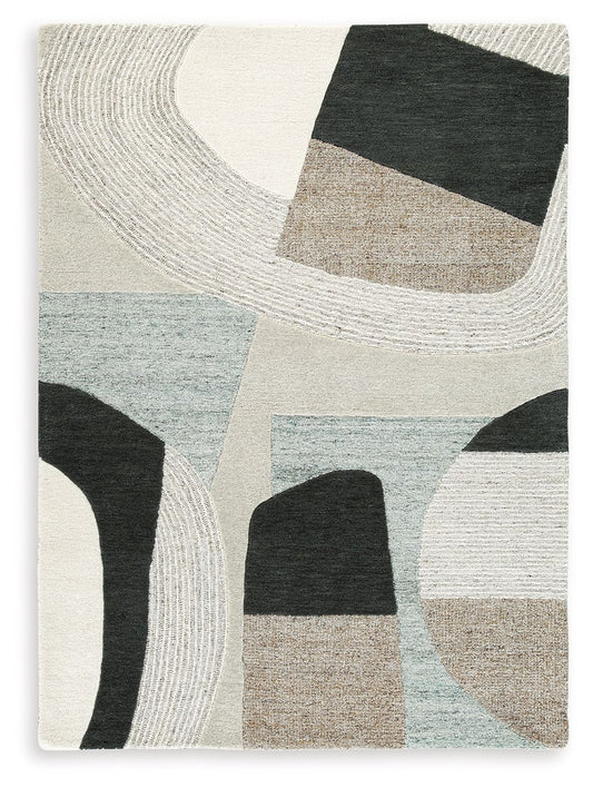 Edrickhill - Grayish Teal / Taupe / Cream - Medium Rug - 5' x 7'