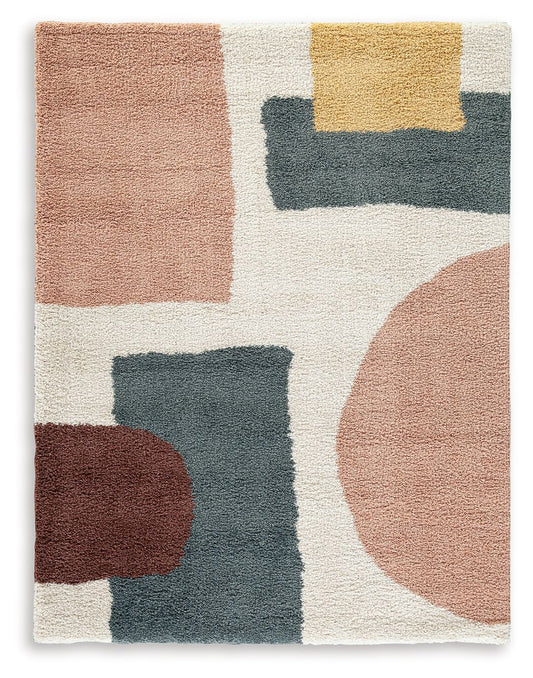 Flynnwick - Cream / Pink / Gray - Large Rug - 8' x 10'