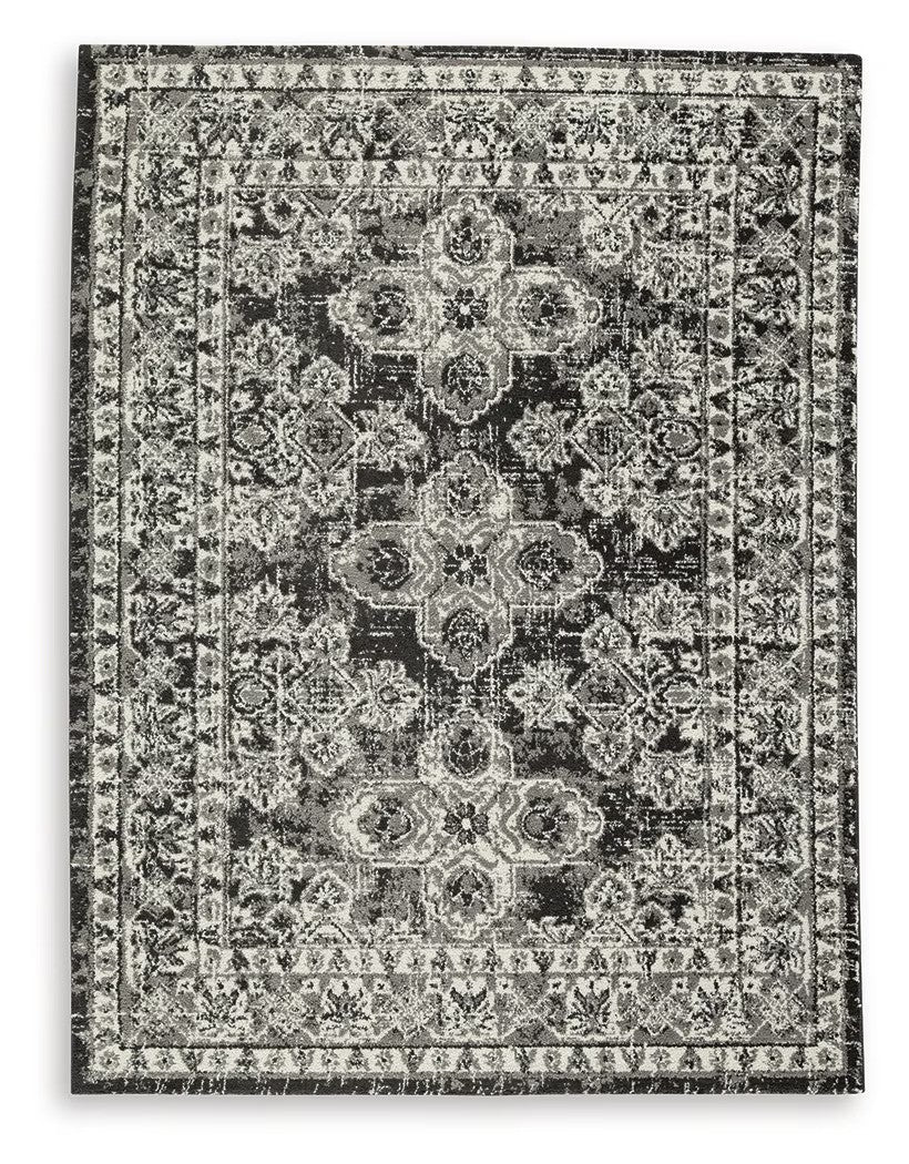 Glennisman - Black / Gray / Ivory - Medium Rug - 5 x 7