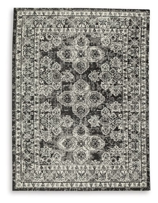 Glennisman - Black / Gray / Ivory - Medium Rug - 5 x 7