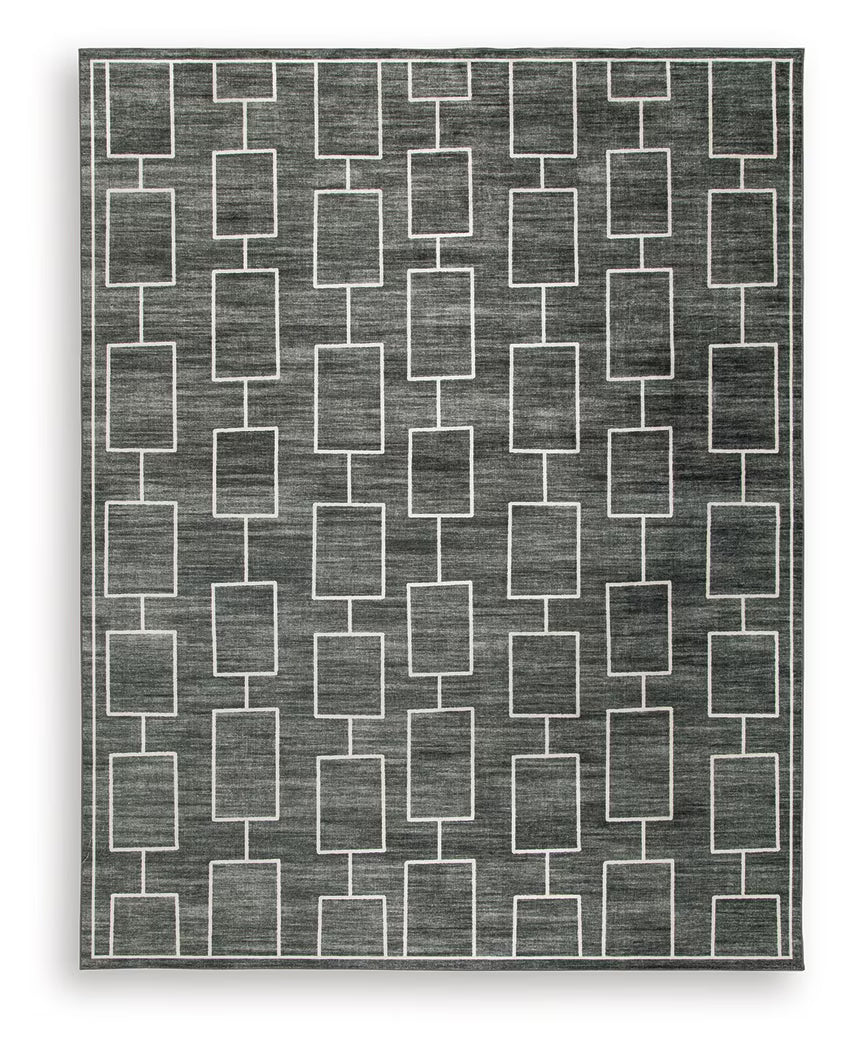 Elderland - Black / Gray - Washable Large Rug - 8' x 10'