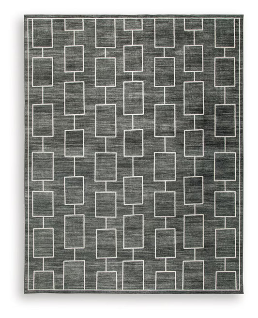 Elderland - Black / Gray - Washable Medium Rug - 5' x 7'