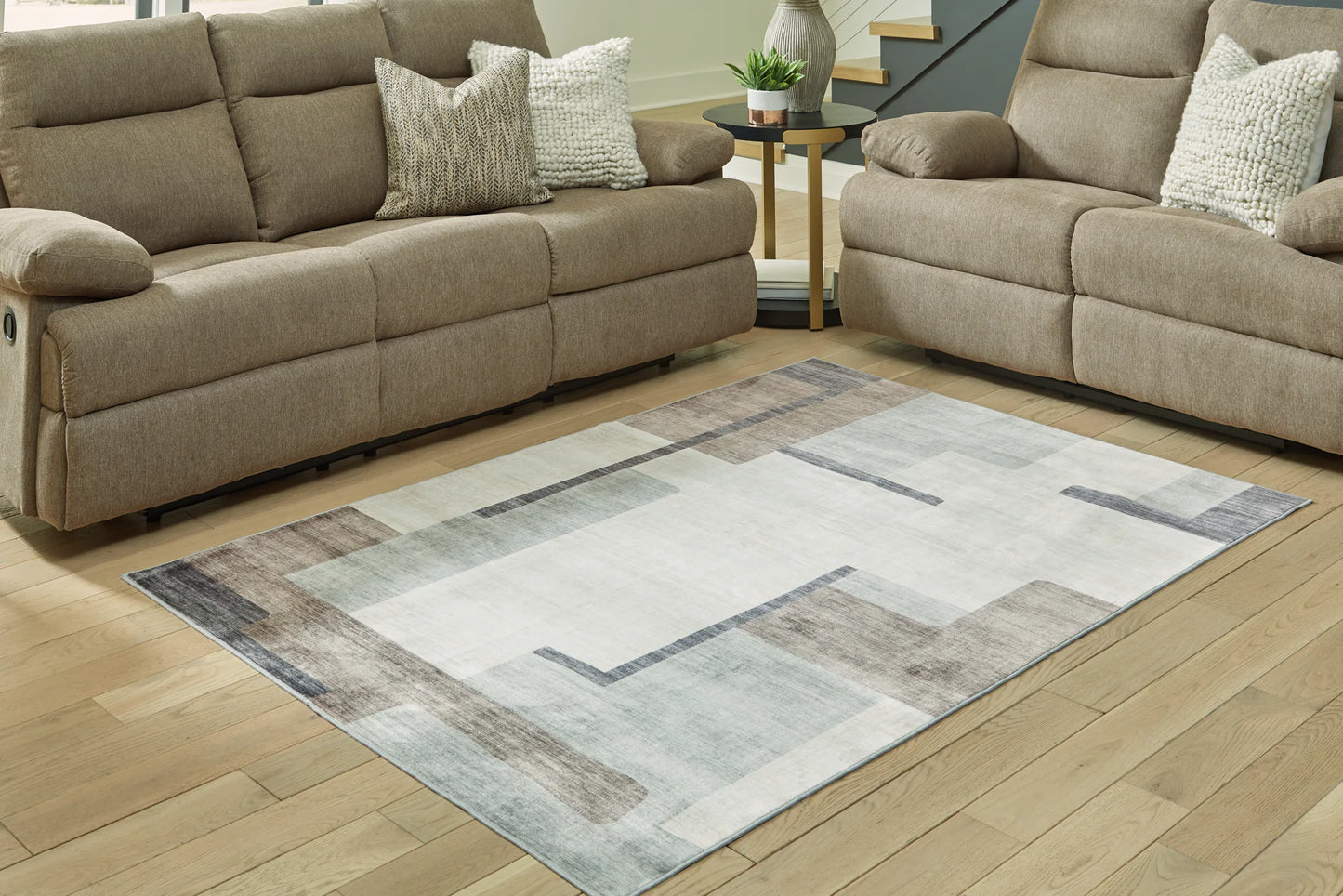 Larkport - Cream / Brown / Gray - Washable Large Rug - 8' x 10'