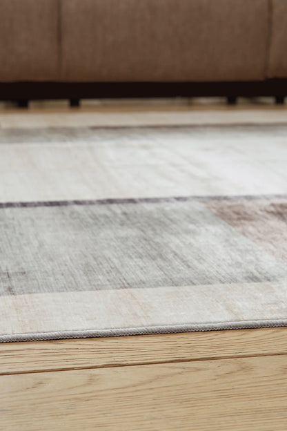 Larkport - Cream / Brown / Gray - Washable Large Rug - 8' x 10'