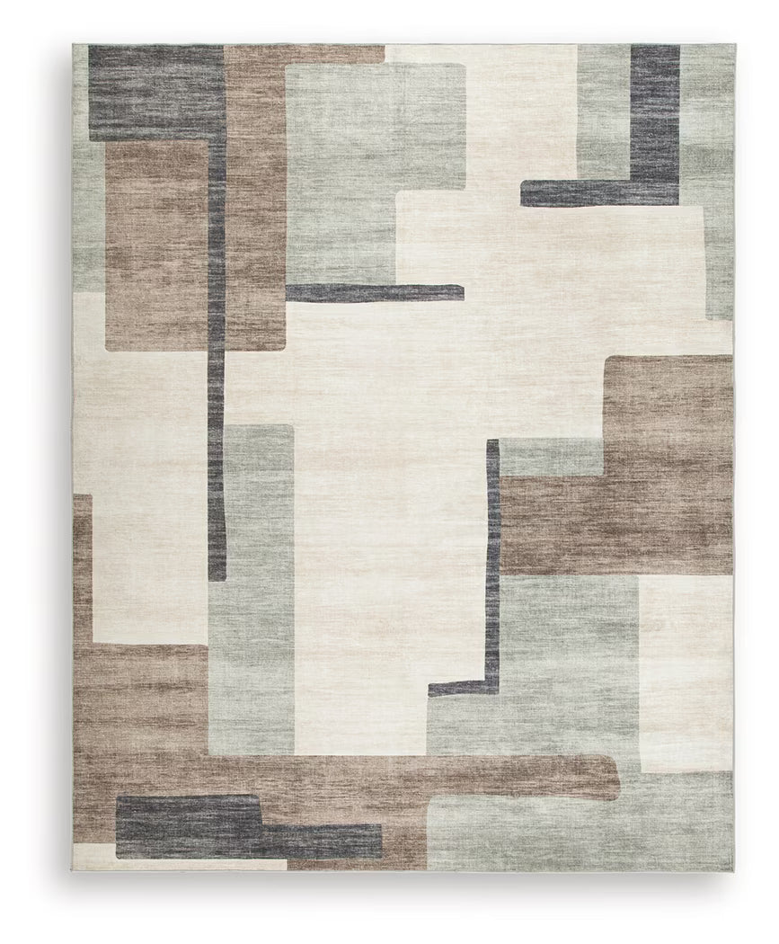 Larkport - Cream / Brown / Gray - Washable Large Rug - 8' x 10'