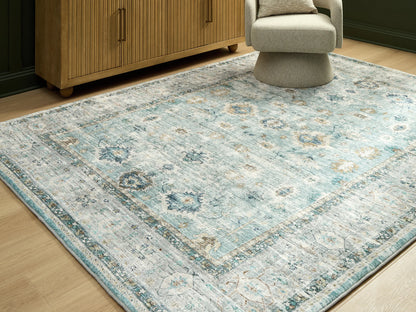 Ladstoney - Teal / Beige / Ochre - Large Rug - 8' x 10'