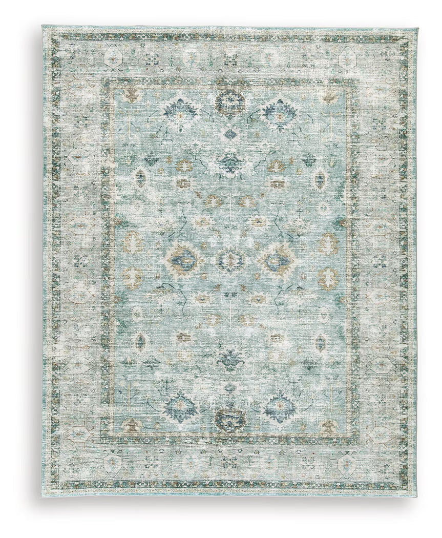 Ladstoney - Teal / Beige / Ochre - Large Rug - 8' x 10'