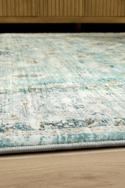 Ladstoney - Teal / Beige / Ochre - Medium Rug - 5' x 7'