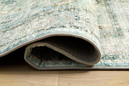 Ladstoney - Teal / Beige / Ochre - Medium Rug - 5' x 7'