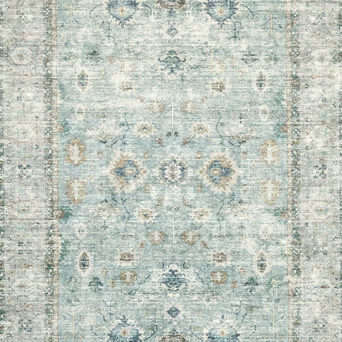 Ladstoney - Teal / Beige / Ochre - Medium Rug - 5' x 7'