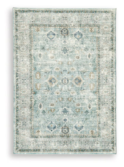 Ladstoney - Teal / Beige / Ochre - Medium Rug - 5' x 7'