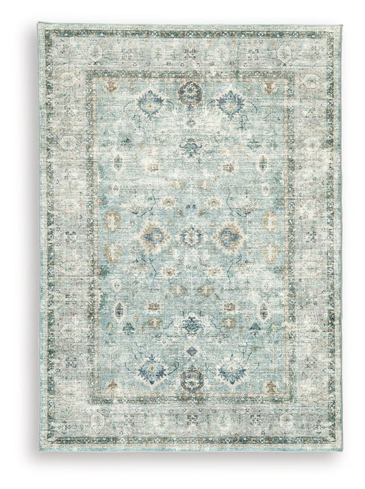 Ladstoney - Teal / Beige / Ochre - Medium Rug - 5' x 7'