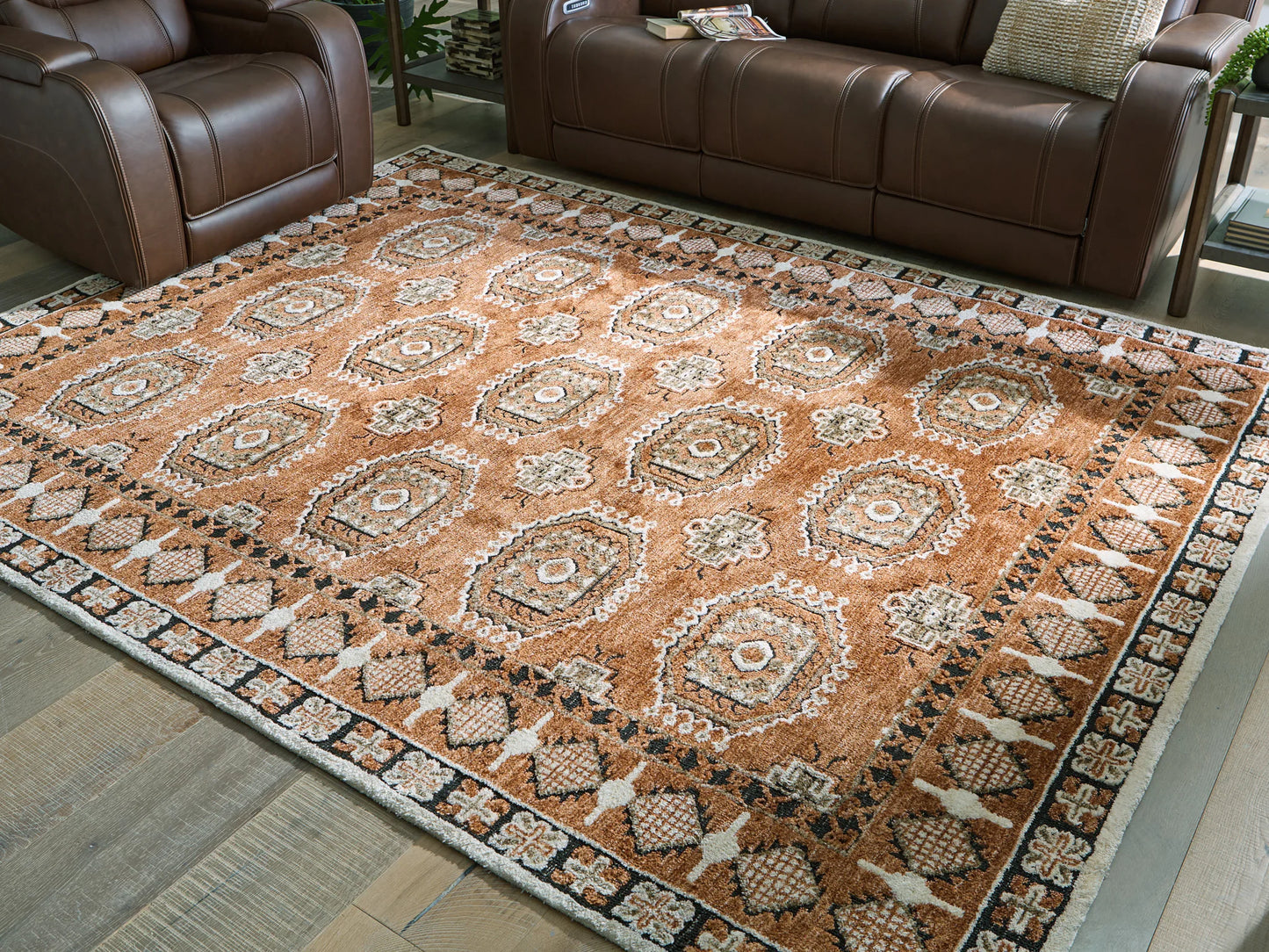 Qaabiz - Sienna / Ivory / Black - Large Rug - 8' x 10'