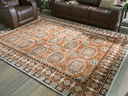 Qaabiz - Sienna / Ivory / Black - Large Rug - 8' x 10'