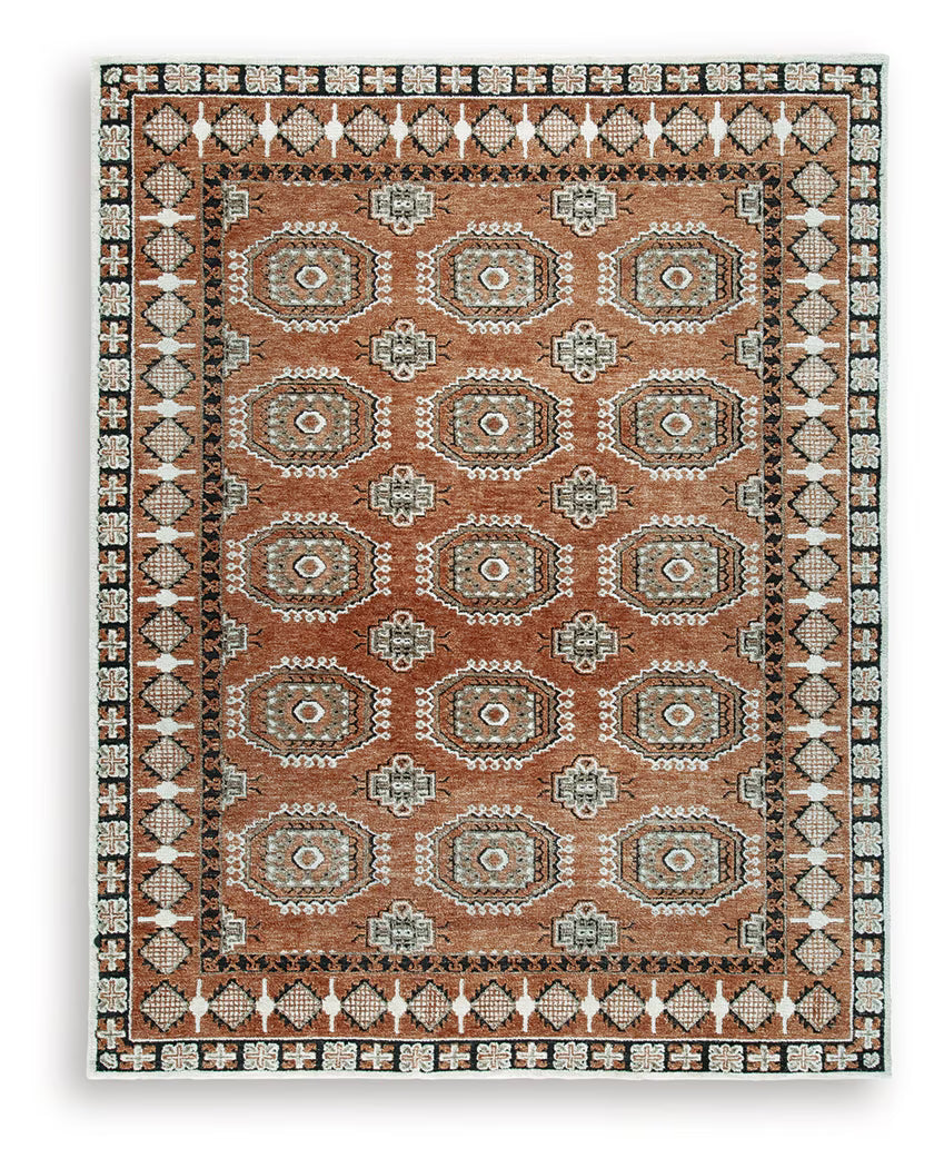 Qaabiz - Sienna / Ivory / Black - Large Rug - 8' x 10'