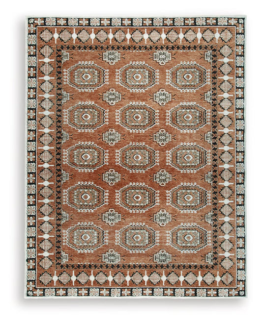 Qaabiz - Sienna / Ivory / Black - Large Rug - 8' x 10'