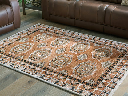 Qaabiz - Sienna / Ivory / Black - Medium Rug - 5' x 7'