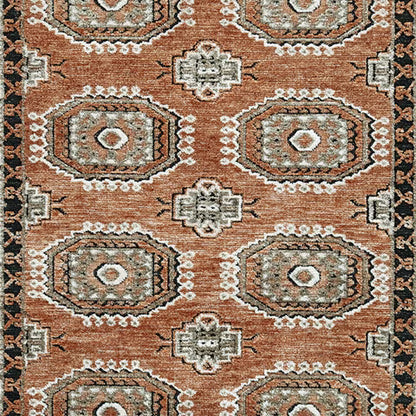 Qaabiz - Sienna / Ivory / Black - Medium Rug - 5' x 7'