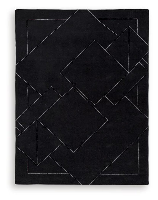 Marav - Black / White - Large Rug - 8' x 10'
