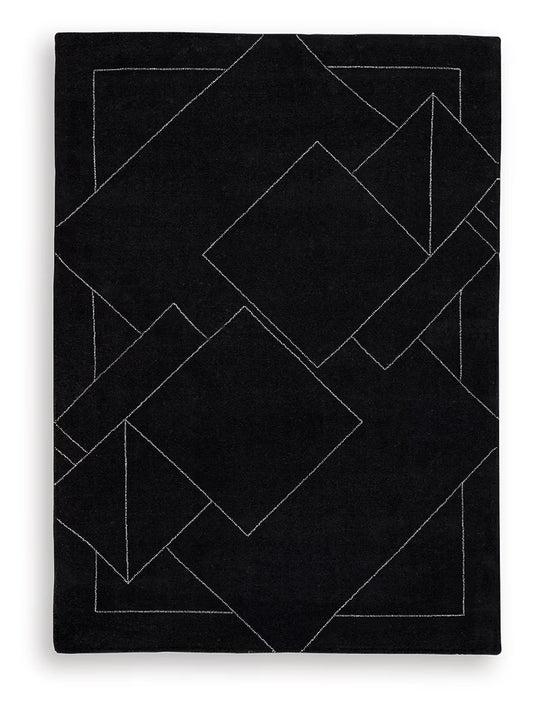 Marav - Black / White - Medium Rug - 5' x 7'