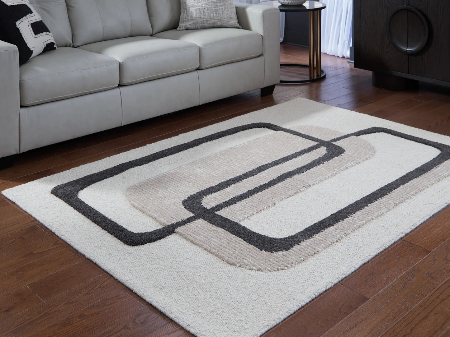 Davismour - Ivory / Taupe / Charcoal - Medium Rug - 5' x 7'