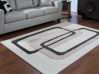 Davismour - Ivory / Taupe / Charcoal - Medium Rug - 5' x 7'