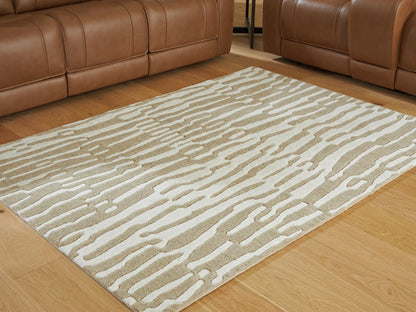 Corrbell - Beige / White - Medium Rug - 5' x 7'