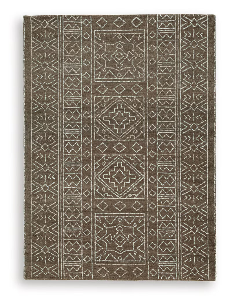 Merrittman - Brown / Ivory - Medium Rug - 5' x 7'