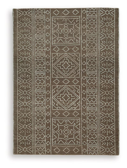 Merrittman - Brown / Ivory - Medium Rug - 5' x 7'