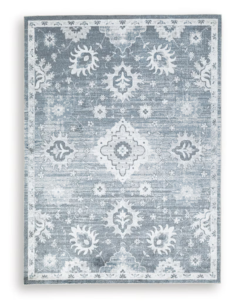Avanworths - Blue / Gray / Ivory - Washable Large Rug - 5' x 7'
