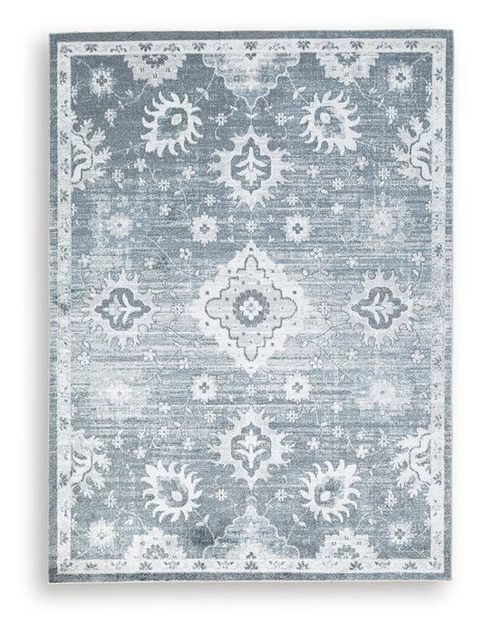 Avanworths - Blue / Gray / Ivory - Washable Large Rug - 5' x 7'