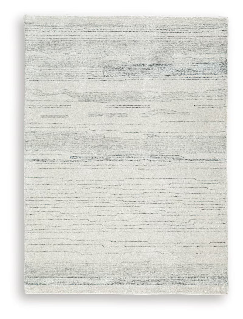 Genemost - Ivory / Blue - Medium Rug - 5' x 7'