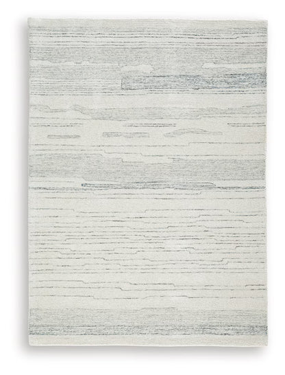 Genemost - Ivory / Blue - Medium Rug - 5' x 7'