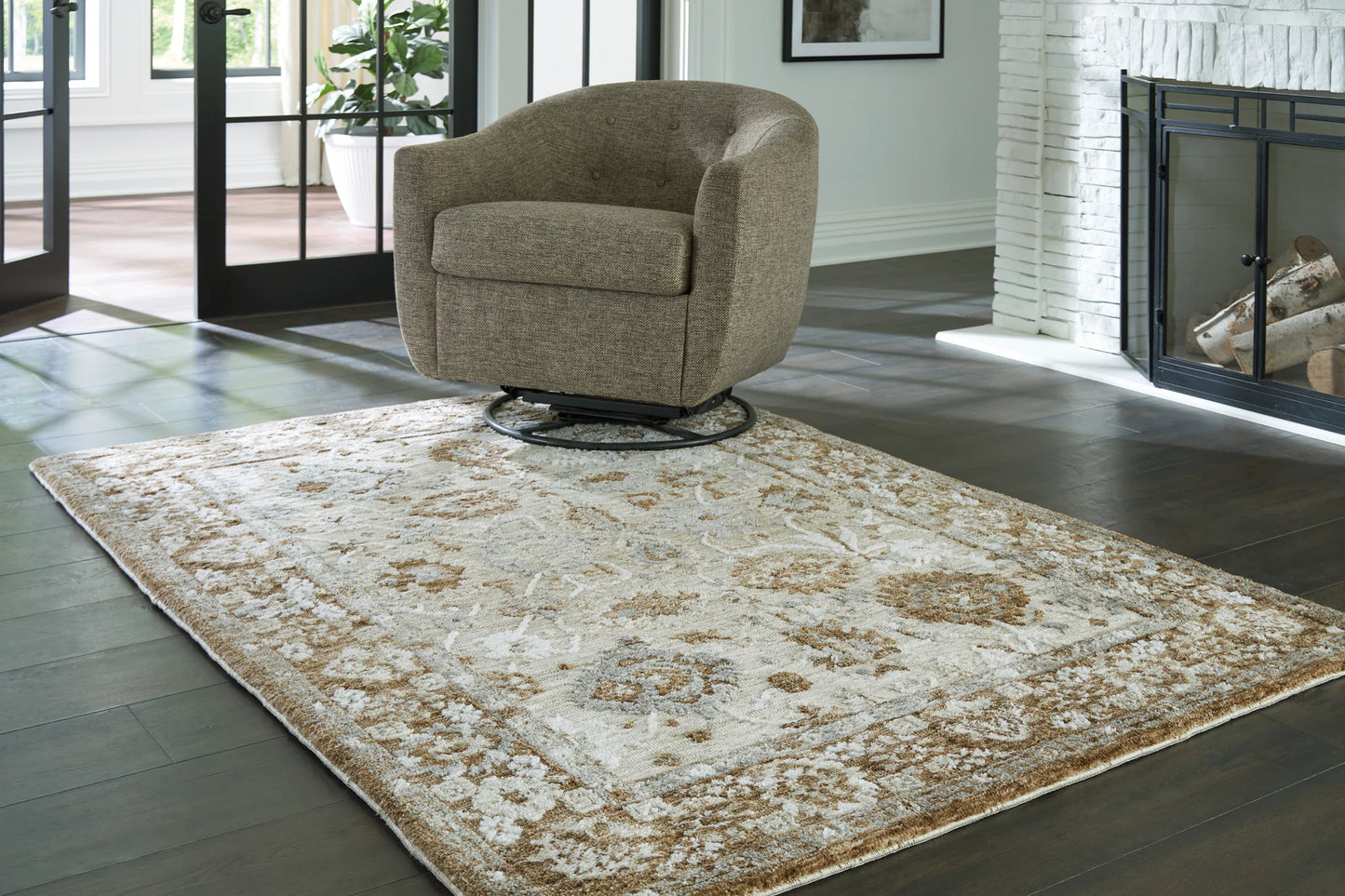 Ainswick - Memory Foam 5' x 7' Rug - Brown / Beige / Gray