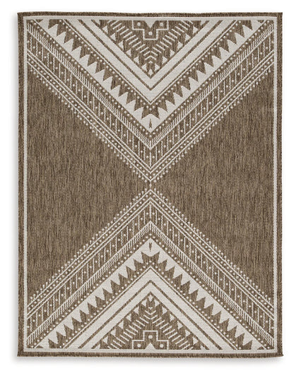 Dunsler - Brown / Cream - Large Rug - 8' x 10'