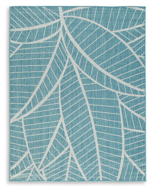 Hulsia - Ivory / Aqua - Medium Rug - 5' x 7'