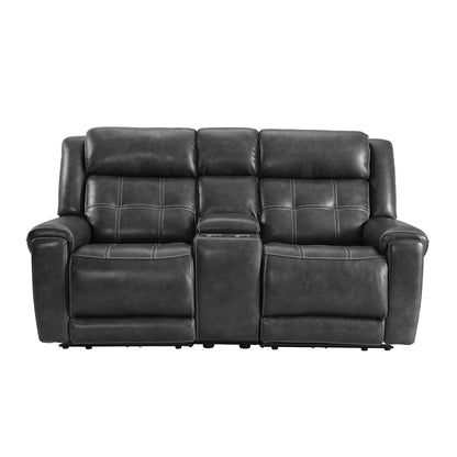 Regis - Dual-Power Loveseat - Baron Charcoal