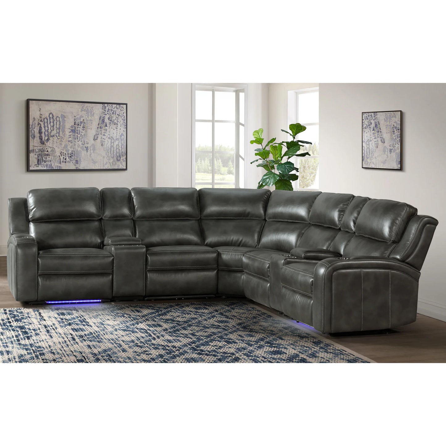 Silhouette - Dual-Power Sectional Set - Bolero Slate