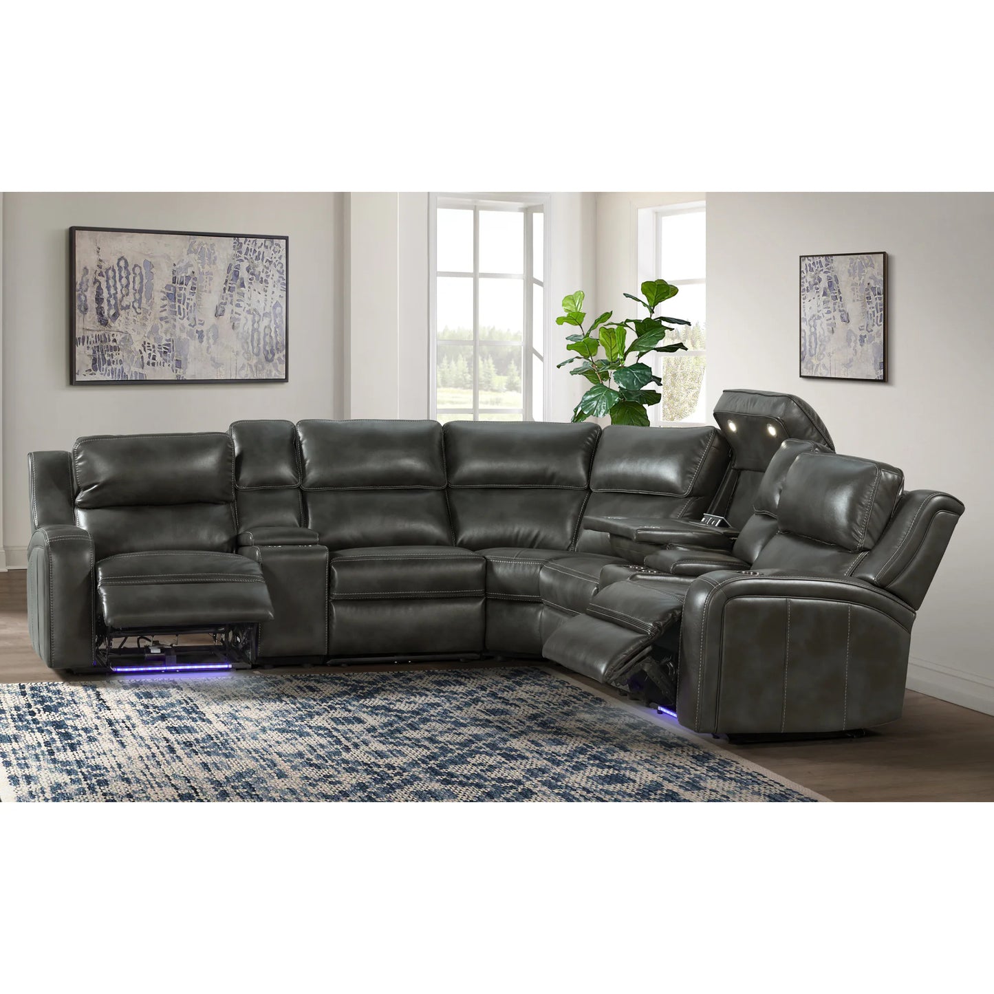 Silhouette - Dual-Power Sectional Set - Bolero Slate