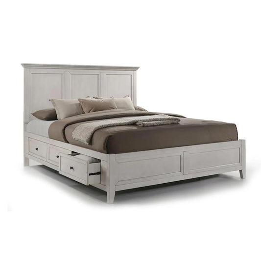 San Mateo - King Storage Bed - Rustic White