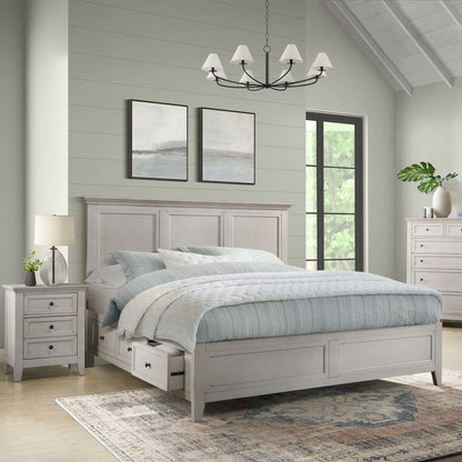 San Mateo - King Storage Bed - Rustic White