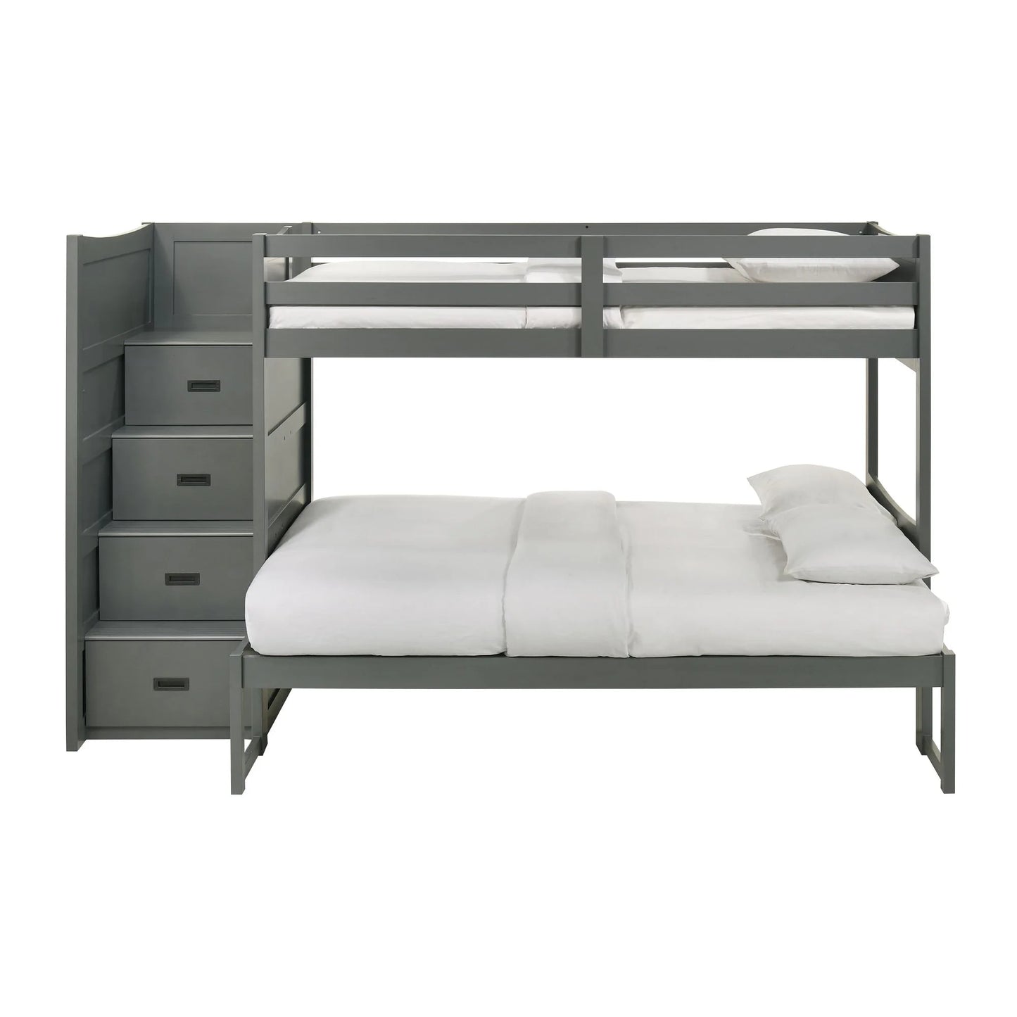 Sami - Twin Over Full Step Bunk With Left Headboard - Gray