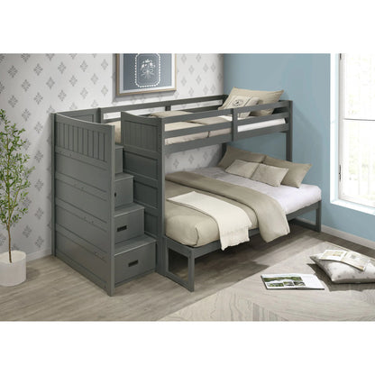 Sami - Twin Over Full Step Bunk With Left Headboard - Gray