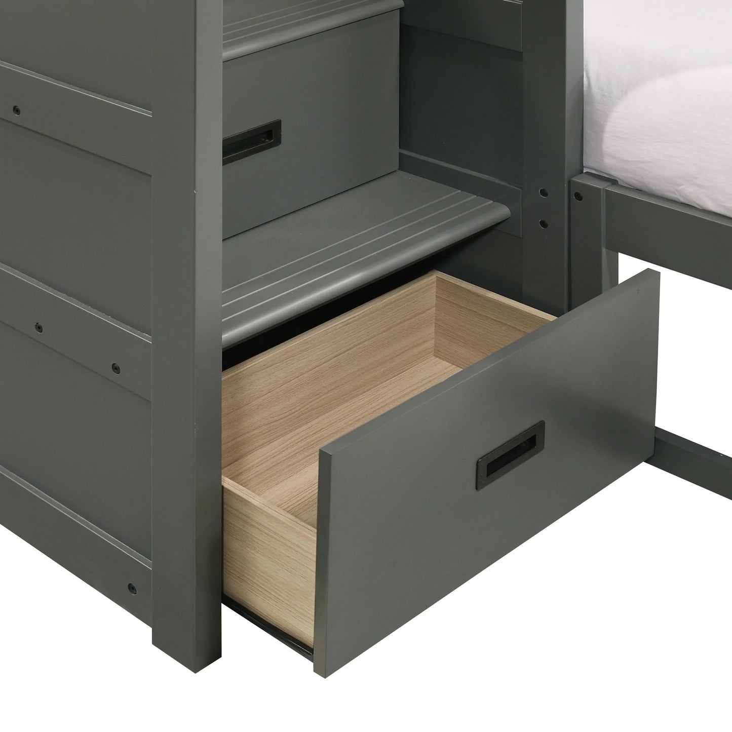 Sami - Twin Over Full Step Bunk With Left Headboard - Gray