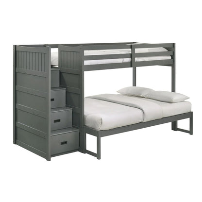 Sami - Twin Over Full Step Bunk With Left Headboard - Gray