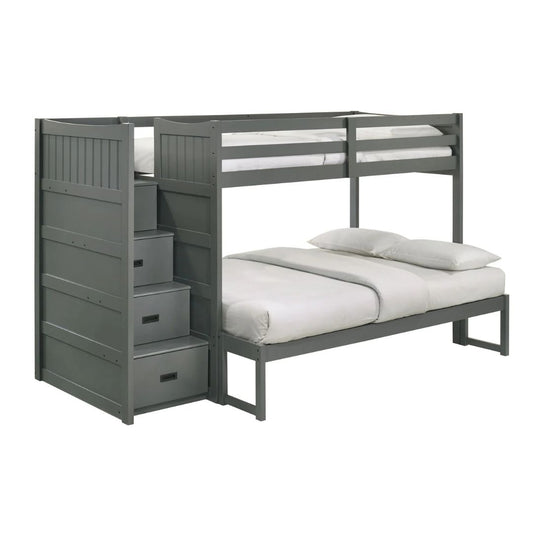 Sami - Twin Over Full Step Bunk With Left Headboard - Gray