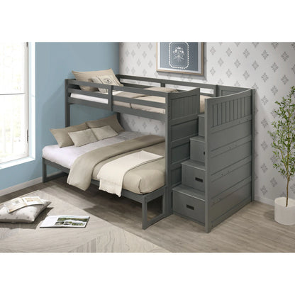 Sami - Twin Over Full Step Bunk With Right Headboard - Gray