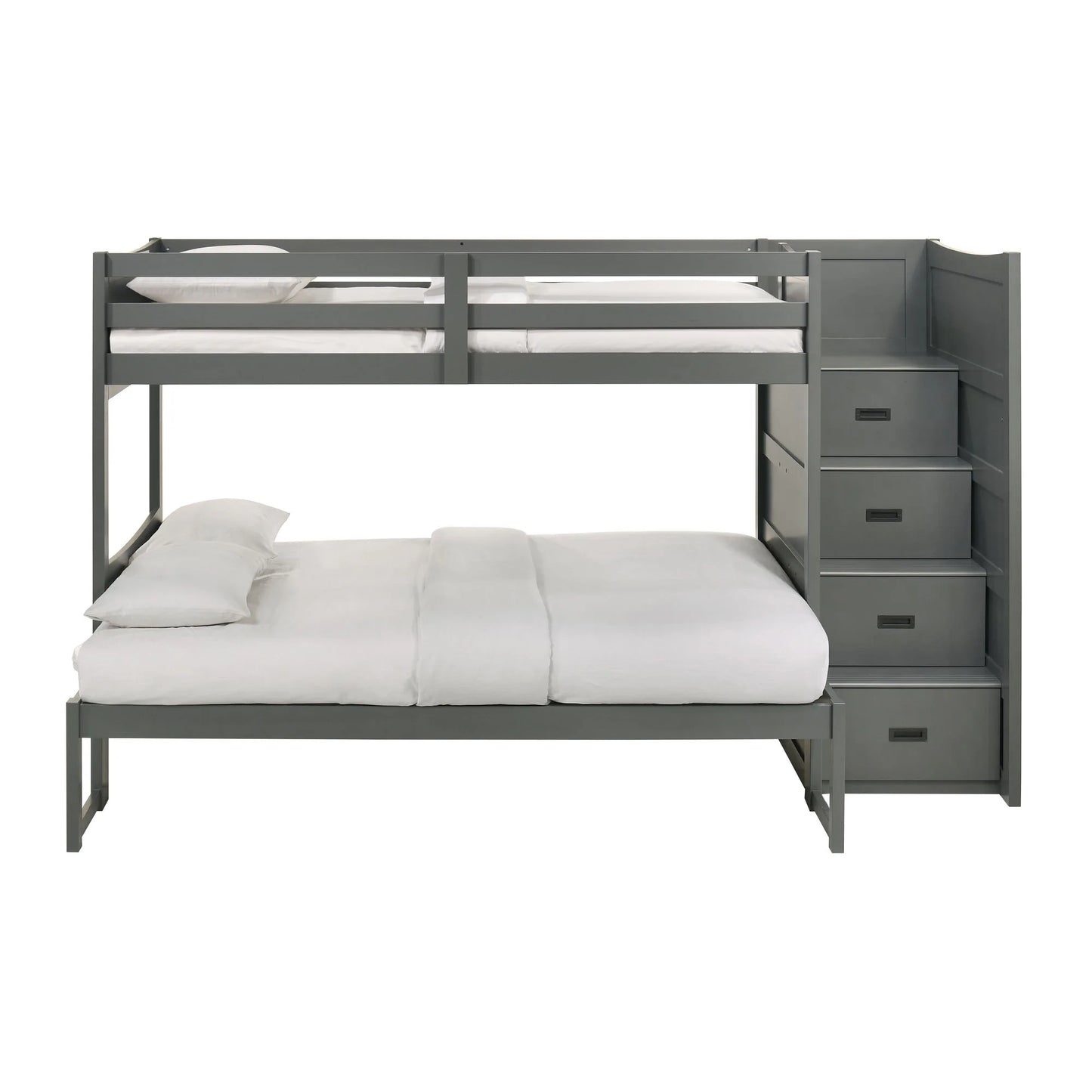 Sami - Twin Over Full Step Bunk With Right Headboard - Gray